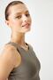 Khaki Halter Neckline Bra T-shirt Tank Top - 2