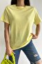 Women's Yellow Crew Neck Cotton Basic T-Shirt