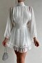 Lined Chiffon Fabric Backless Long Sleeve White Evening Dress Graduation Dress 066