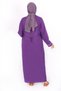 Women's Long Sleeve Şilebezi Purple Dress with Embroidered Collar - 4