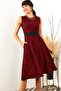 Women's Red Pocketed Loose Dress - 4