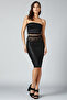 Women's Black Lace Detailed Leather Skirt Ek2328