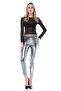 Women's Black Boat Neck Tulle Blouse BDE2470 - 2