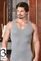 Men's Gray 3-Piece Ribbed Rambo Undershirt Mbr10163