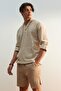 Beige Oversize Fit Textured Hooded Shirt TMNSS23GO00074 - 3