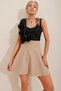 Women's Beige High Waist Striped Flared Skirt ALC-X10365 - 3