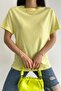 Women's Yellow Crew Neck Cotton Basic T-Shirt - 2