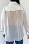 Women's White Double Pocket Tulle Shirt - 8