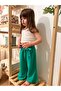 Girl's Wide Leg Linen Trousers with Ruffled Waist Elastic