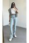 Travelista Women's Light Blue Snow Wash Side Slit Spanish Fit Flare Leg High Waist Jeans