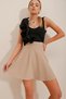 Women's Beige High Waist Striped Flared Skirt ALC-X10365 - 2