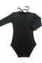 Gymnastics Ballet Training Black Girls' Swimsuit Capri Sleeve Back Drop