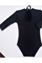 Gymnastics Ballet Training Black Girls' Swimsuit Capri Sleeve Back Drop - 2