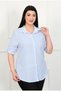 Women's Indigo Striped Seersucker Fabric Large Size Shirt - 2