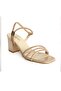 L15 Gold Shiny Stone Summer Heeled Women's Shoes - 2