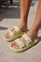 Sface Unisex Yag Green Double Buckle Eva Summer Beach-day Platform Eva Slippers - 6