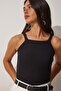 Women's Black Corded Crop Halter Neck Knitted Tank Top ZV00106 - 2