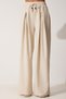Women's Cream Raw Linen Loose Palazzo Trousers NS00388 - 4