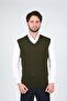 Men's Knitwear Sweater V-Neck Khaki Color Winter Woven Regular Fit