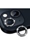 متوافق مع آي فون 13 و13 ميني . واقي الكاميرا الماسي 9h مع حجر - أسود [طقم من 2]