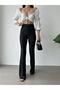 Women's Buttoned Extra High Waist Flared Trousers 7755 - 2