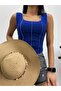 Women's Burgundy Cobalt Blue Reverse Stitch 2-Piece Corded Fabric Crop Blouse - 2