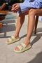 Sface Unisex Yag Green Double Buckle Eva Summer Beach-day Platform Eva Slippers - 4
