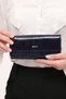 Crocodile Patterned Useful Genuine Leather Women's Wallet Navy Blue - 3