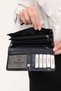 Crocodile Patterned Useful Genuine Leather Women's Wallet Navy Blue - 7