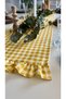 Roza Stain-Resistant, Water-Repellent, Vintage Ruffled Gingham Yellow Runner - 8
