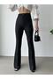 Women's Buttoned Extra High Waist Flared Trousers 7755 - 3