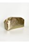 Heybes Women's Dore Gold Shiny Textured Leather Clutch Handbag