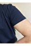 Men's Slim Fit Narrow Cut Crew Neck Short Sleeve Cotton T-Shirt Navy Blue - 7