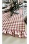 Roza Stain-Resistant, Water-Repellent, Vintage Ruffled Gingham Pink Runner - 4