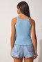 Women's Sky Blue Corded Crop Halter Neck Knitted Undershirt ZV00106 - 4
