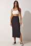 Women's Black Slim Striped Slit Knitted Pencil Skirt MC00183 - 4