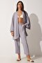 Women's Gray Kimono Trousers Set DZ00046