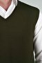 Men's Knitwear Sweater V-Neck Khaki Color Winter Woven Regular Fit - 3