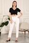Women's White Fabric Trousers, High Waist, Belt, Waist Pleated, Carrot Model