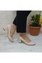 7028 Beige Color 5cm Square Heeled Stiletto Shoes - 5