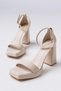 New Season Beige Leather Platform Summer Comfortable Women's Shoes Premium Model - 4