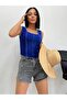 Women's Burgundy Cobalt Blue Reverse Stitch 2-Piece Corded Fabric Crop Blouse - 3