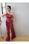 Women's Tile One Shoulder Satin Sweep Train Design Evening Dress - 6