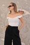 White Body Blouse Knitwear Stretchy Sleeveless Ladder Collar, Laser Cut Top Clothing Skirt Combination, Summer - 2