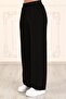 Long Length Woven Trousers with Elastic Waist - black - 6