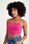 Ribbed Camisole Front Triangle Detailed Crop Body - 5