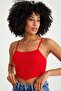 Ribbed Camisole Front Triangle Detailed Crop Body - 3