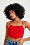 Ribbed Camisole Front Triangle Detailed Crop Body - 4