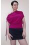 Fuchsia One Shoulder Lace Up Boat Neck T-Shirt - 4