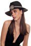 Women's Antique Silver Plated Metal Belt Detailed Original Design Black Color Straw Hat - 2